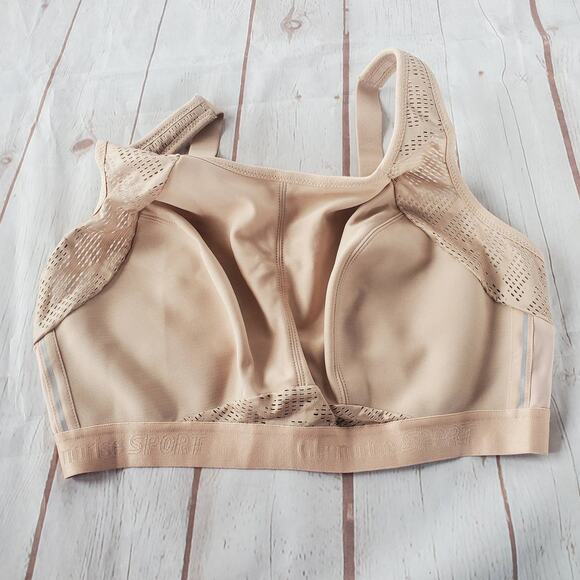 NWOT Glamorise Plus Size No-Sweat Mesh Adjustable Sports Bra Wire Free 40DD Cafe - Picture 1 of 7